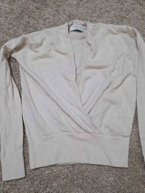 Babaton Pale Pink Wrap V-Neck Sweater